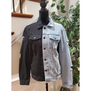 Rue21 Men's Colorblock Blue & Black 100% Cotton Long Sleeve Buttons Jacket M